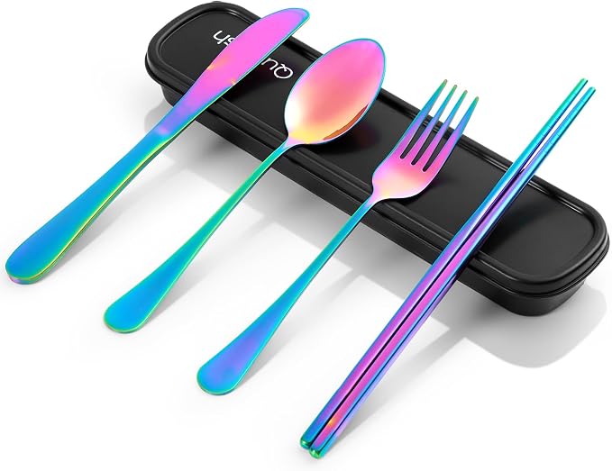 Travel Utensils with Case, Quatish Portable Silverware Set by Quatish