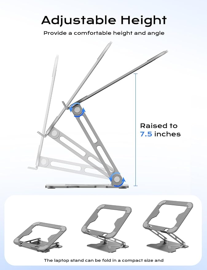 Foldable Laptop Stand for Desk, Adjustable Height Ergonomic Computer Stand - Image 3