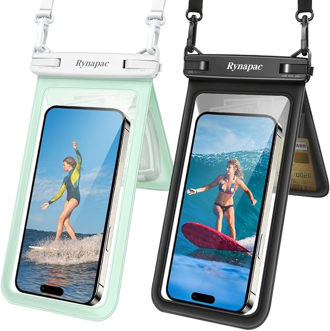 Double Space Waterproof Phone Pouch, 2 Pack Waterproof Phone Case by Rynapac