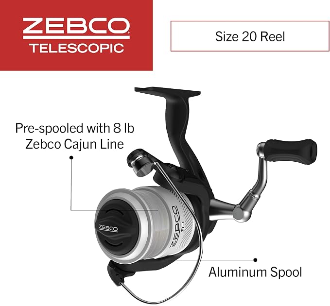 Zebco 33 Spinning Reel and Telescopic Fishing Rod Combo - Image 3