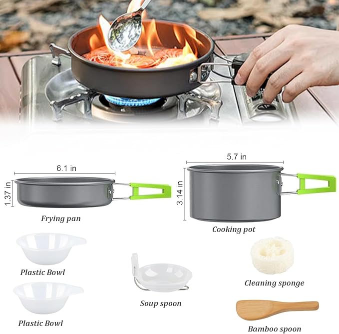 aiGear Camping Cookware Mess Kit, Non-Stick Camping Pan Pot Kettle, Lightweight - Image 4