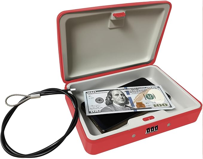 SEPOX Portable Security Case Lock Box Steel, Personal Travel Safe Storage by SEPOX
