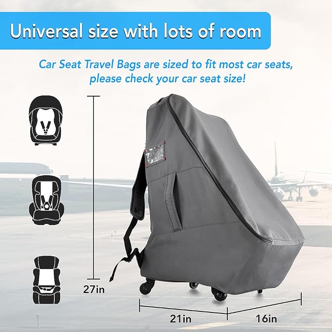 Car Seat Travel Bag with Wheels Heavy Duty Water-resistant Protective Cover - Image 6
