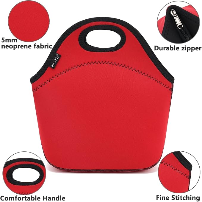 FlowFly Neoprene Lunch Tote Insulated Thermal Reusable Lunch Bag Box - Image 2