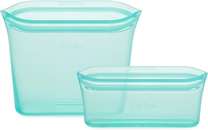 Zip Top Reusable Food Storage Bags | 2 Bag Set | Silicone Meal Prep Container | - Image 2