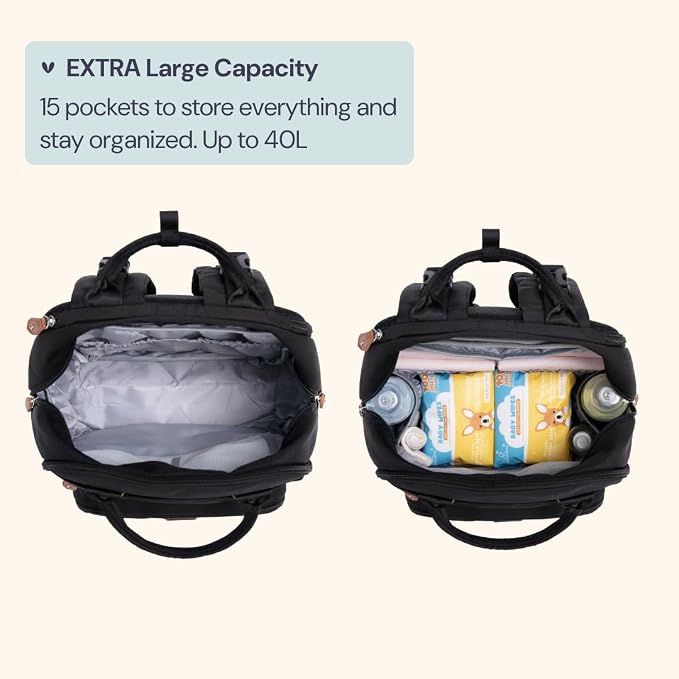 BabbleRoo Extra Large Diaper Bag Backpack, Expandable Baby Bag - Image 3