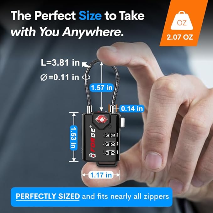 TSA Approved Cable Luggage Locks, 6 Pack, Easy Read Dials - Image 3