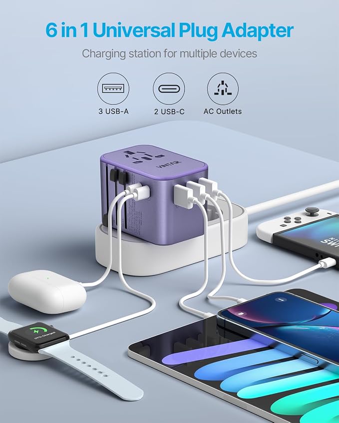Universal Travel Adapter, VINTAR 35.5W International Power Adapter - Image 4
