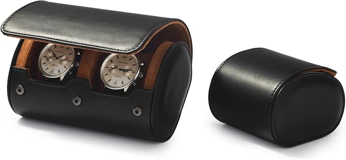 Oirlv Premium Leather Watch Roll Travel Case 2-Slot Watch Box - Image 4