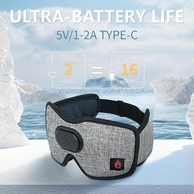 Heated Eye Mask with Bluetooth Headphones SYPVRY Wireless Sleep Eye Mask - Image 2