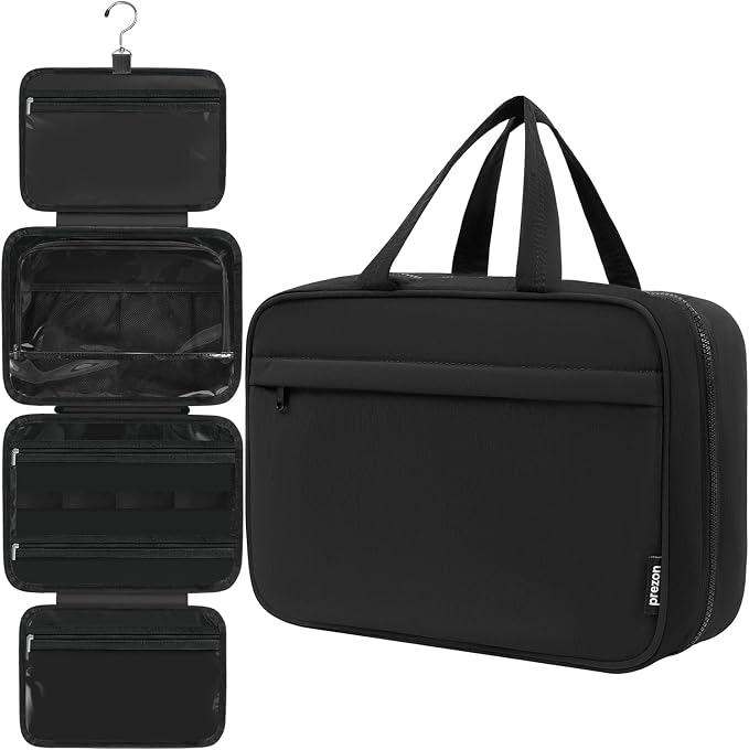 Toiletry Bag For women, Portable Hanging Organizer, 4 Leakproof Compartment for by PREZON