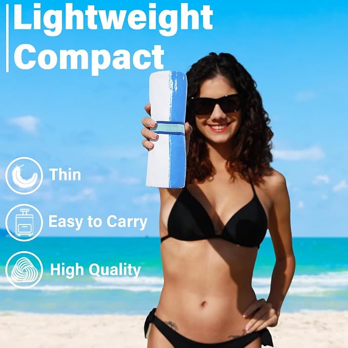 Lightweight Thin Microfiber Beach Towel Sand Free Quick Dry Absorbent Compact - Image 2