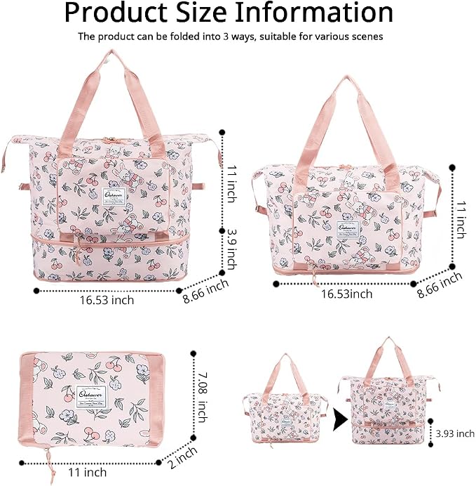 Large Capacity Foldable Travel Bag Expandable Portable Carry on Bag Dry&Wet - Image 2