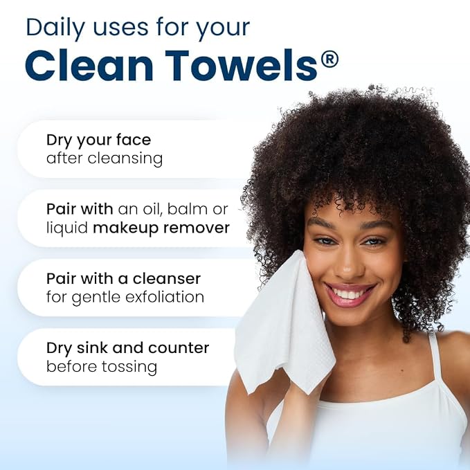 Clean Skin Club Clean Towels XL®, 100% USDA Biobased Face Towel, Disposable - Image 9