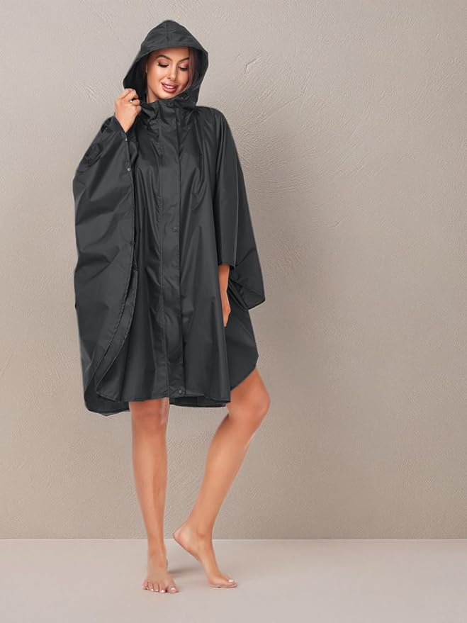 SaphiRose Unisex Rain Poncho Hooded Waterproof Raincoat - Image 8