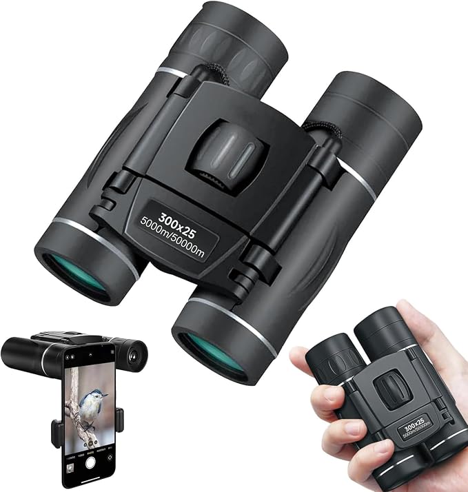 300x25 Binoculars for Adults and Kids, High Powered Mini Pocket Binoculars by Jivcok