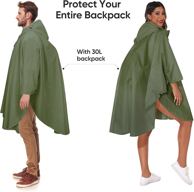 PTEROMY Hooded Rain Poncho for Adult - Image 3