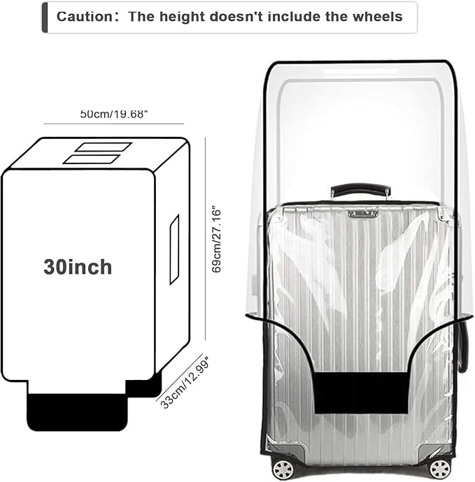 30-inch Luggage Cover Protector Clear PVC Waterproof Suitcase Covers, Travel - Image 4