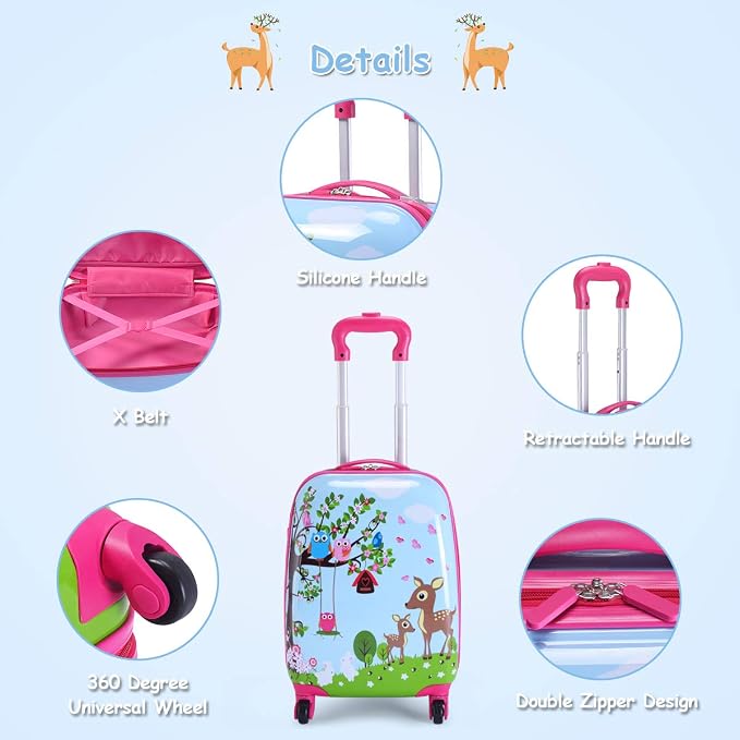 HONEY JOY Kids Luggage, 12” Travel Backpack & 16” Hard Shell Toddler Suitcase - Image 5
