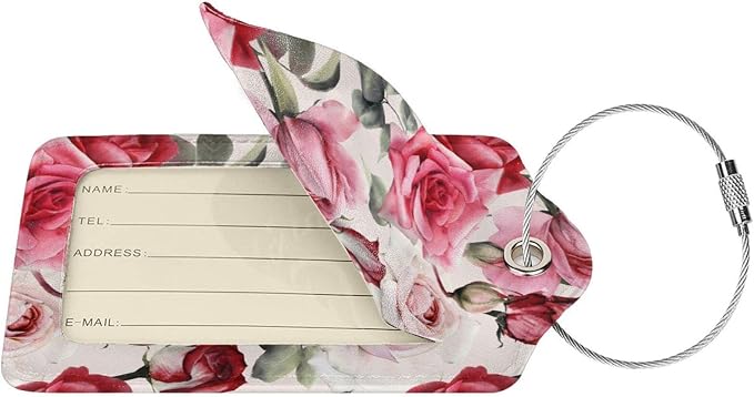 2PC Red Rose Flower Luggage Tag - Image 2