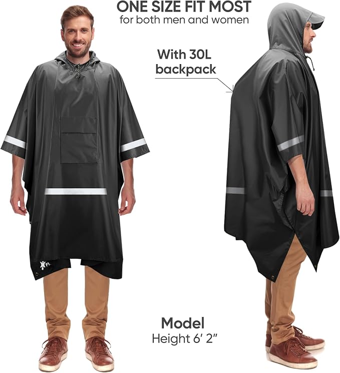 PTEROMY Hooded Rain Poncho for Adult - Image 4