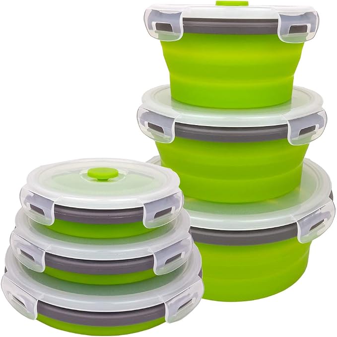 CARTINTS Green Silicone Collapsible Food Storage Containers-Prep/Storage Bowls by CARTINTS