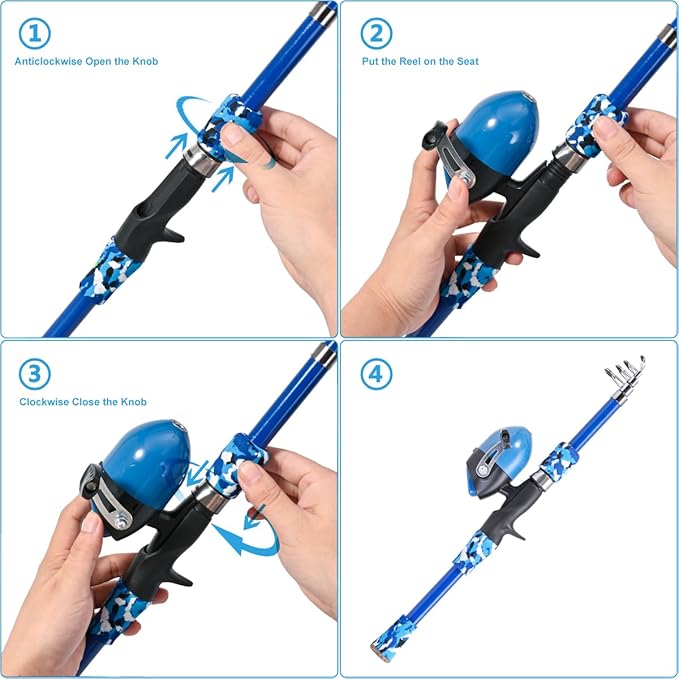 LEOFISHING Portable Kids Fishing Rod Set 2Pack Telescopic Fishing Poles - Image 6