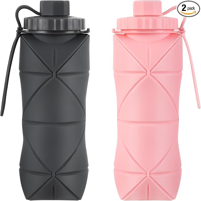 Silicone Collapsible Water Bottles, Lightweight Reusable Leakproof by YCTMALL