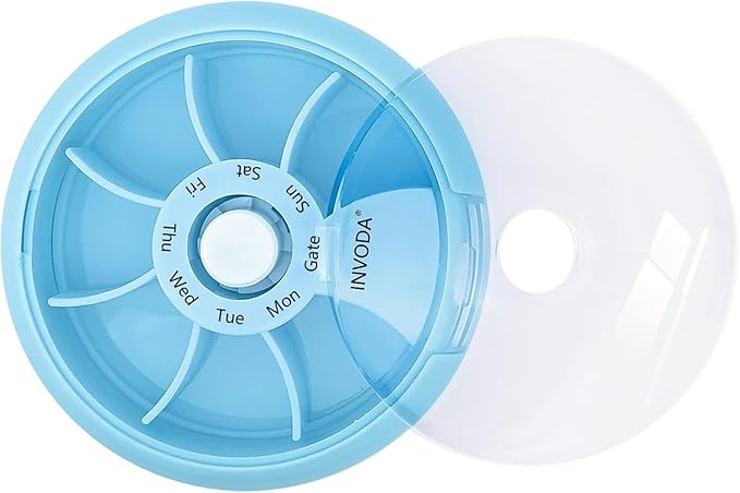 8PCS INVODA Weekly Pill Organizer 7 Compartment Rotating Pill Box - Image 3