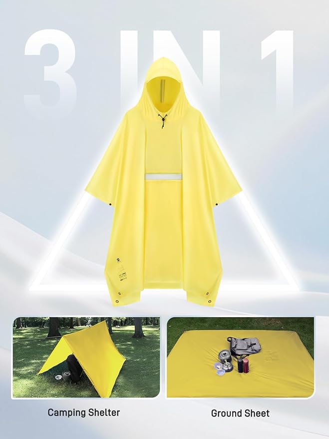 SaphiRose Extra Thick Hooded Rain Poncho Double Layer Waterproof Raincoat Jacket - Image 3