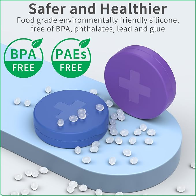 2 Pack Small Pill Box, 3 Compartment Round Silicone Travel Pill Box - Image 4
