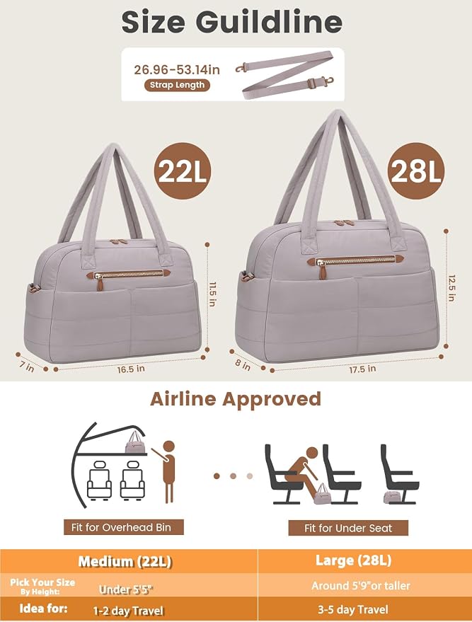 Travel Duffle Bag, Puffer Carry On Duffel Bag - Image 5