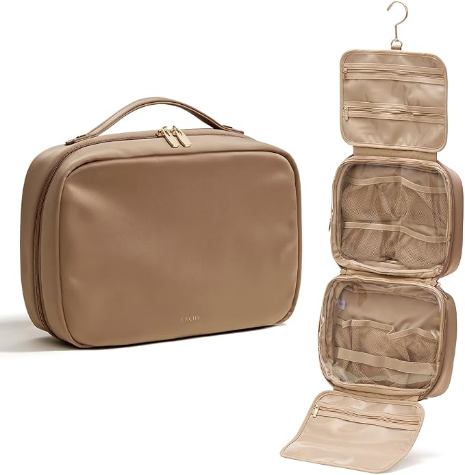 EACHY Hanging Toiletry Bag, Satin 4 Compartments Travel Toiletry Bags by EACHY