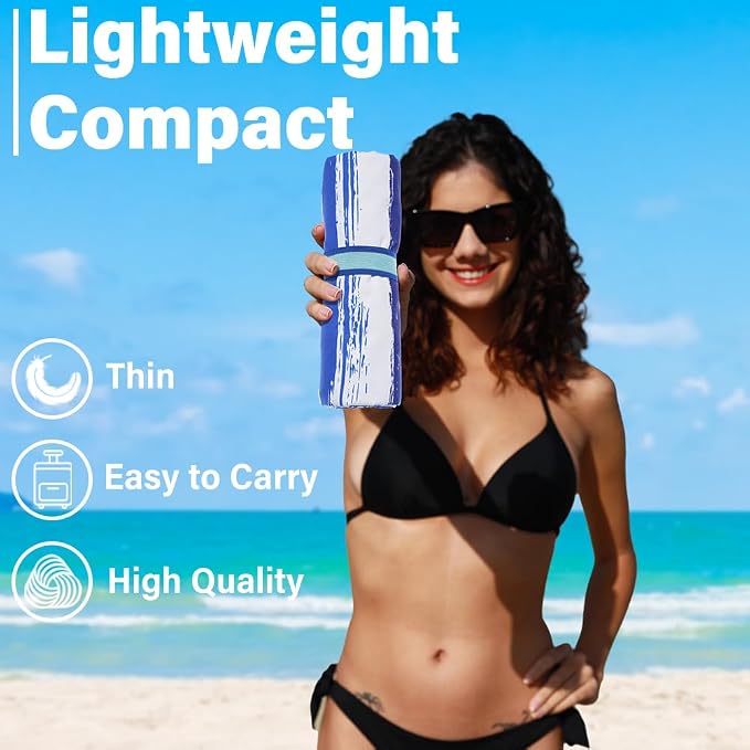 Lightweight Thin Microfiber Beach Towel Sand Free Quick Dry Absorbent Compact - Image 2