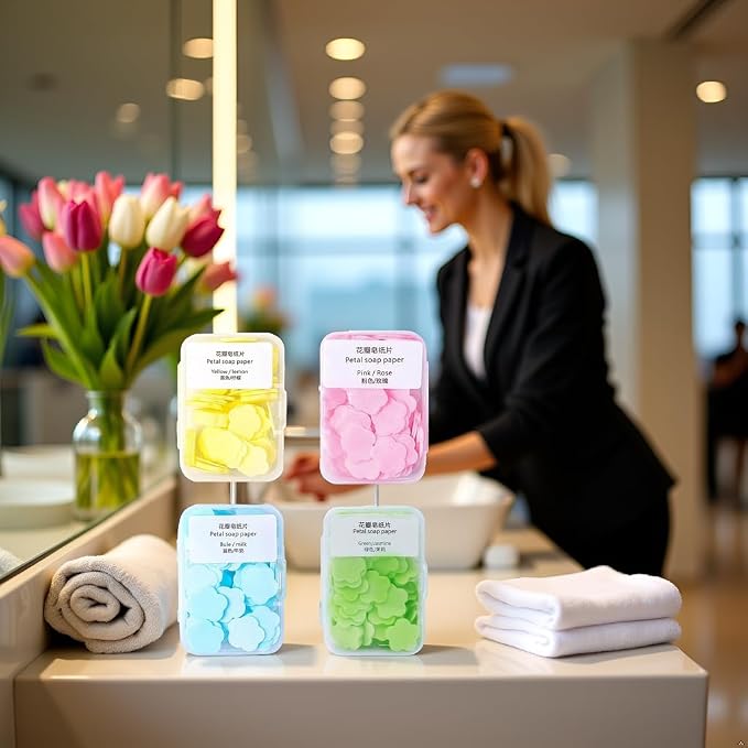 4 Boxes Paper Soap, 4 Different Scented Mini Fresh Portable Disposable Petal - Image 9