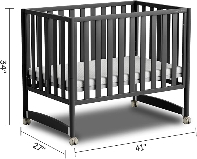 EvoNook 6-in-1 Convertible Mini Crib, 100% New Zealand Solid Wood, 4 Adjustable - Image 7