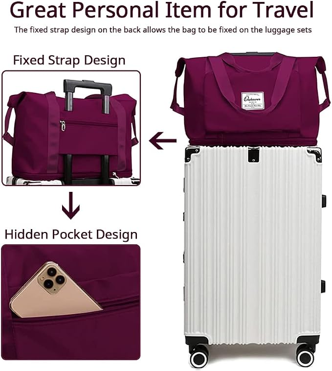 Large Capacity Foldable Travel Bag Expandable Portable Carry on Bag Dry&Wet - Image 3