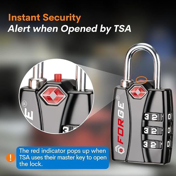 Forge Luggage Locks TSA Approved Black 1 Lock, Small Combination Lock - Image 3