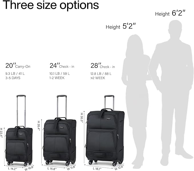 Hanke 3 Piece luggage Sets Softside Expandable luggage - Image 5