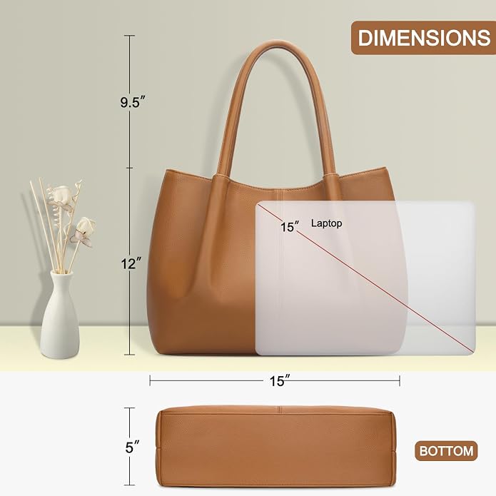 KKXIU Tote Bag for Women Vegan Leather Shoulder Purse Large Capacity Travel Bag - Image 7