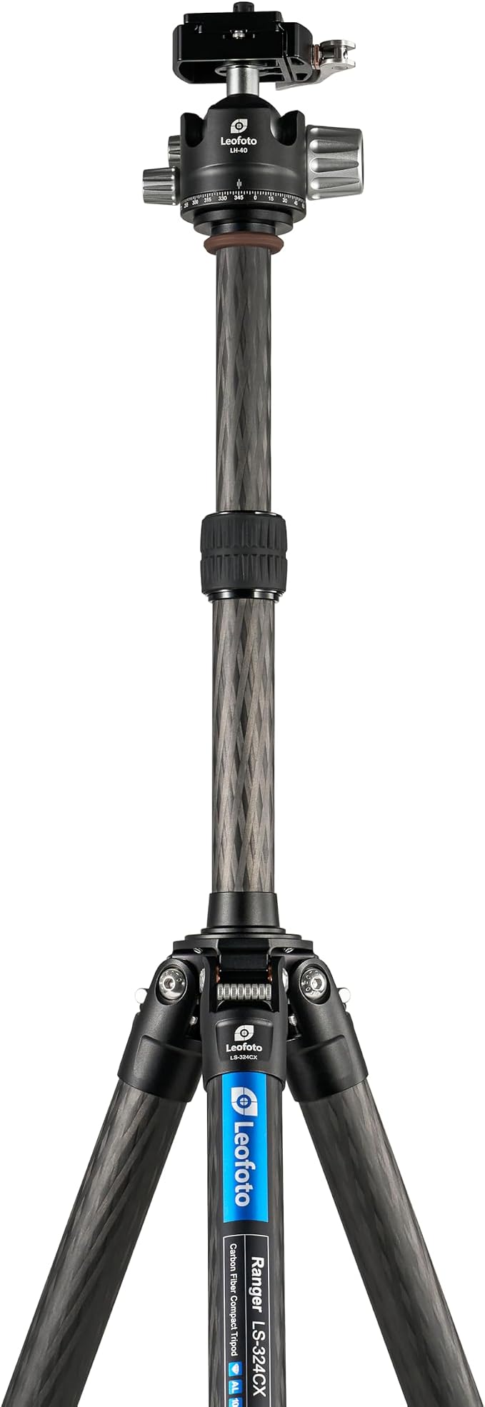 Leofoto LS-324CX+LH-40LR Travel Tripod, Ranger Series, Carbon Fiber, 4 Leg - Image 3