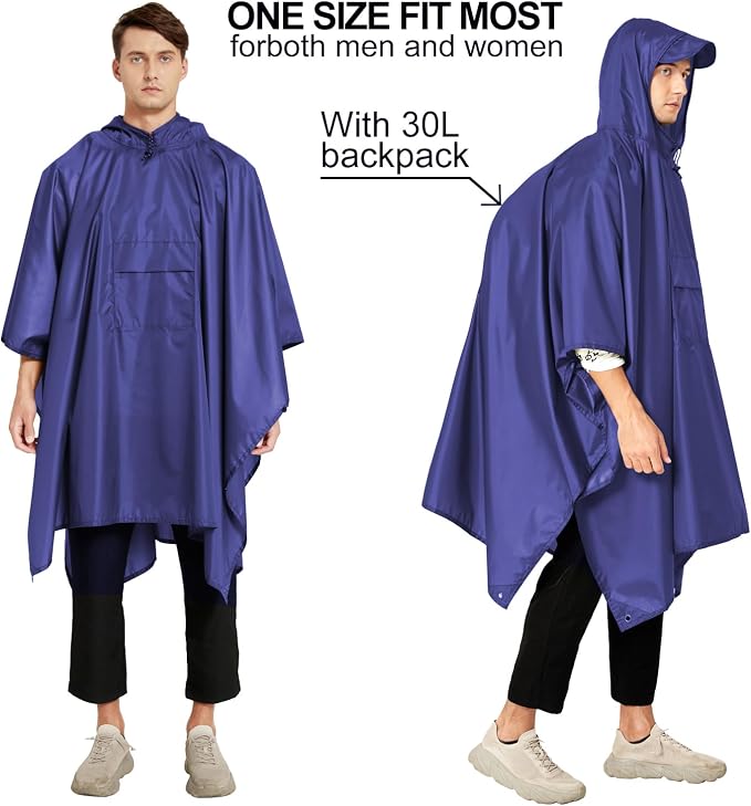 salamra Hooded Rain Poncho Waterproof Raincoat Jacket - Image 6