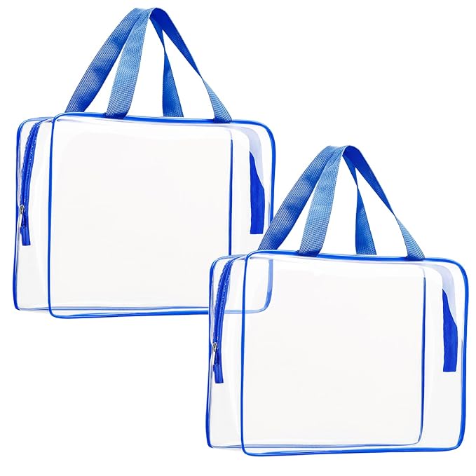 2Pcs Crystal Clear PVC Travel Toiletry Bag Kit by ROYBENS