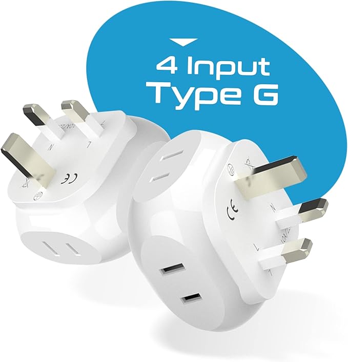 Ceptics US to UK Plug Adapter UK, Ireland Power Adapter Charger 4 Input - Image 2