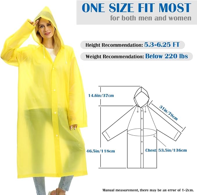 Opret 2 Pack Raincoats for Adults Reusable, EVA Rain Ponchos Lightweight Rain - Image 2