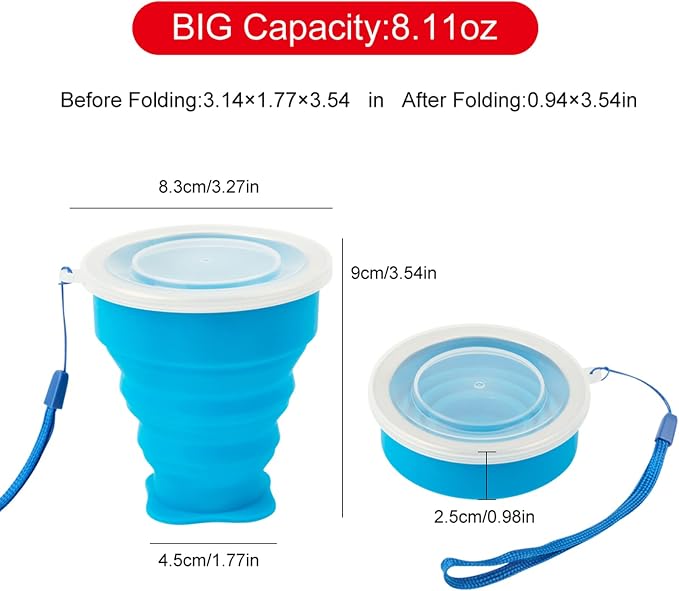 3 Pack Collapsible Water Cup Camping Cups Foldable Drinking Cup Travel Cups - Image 3
