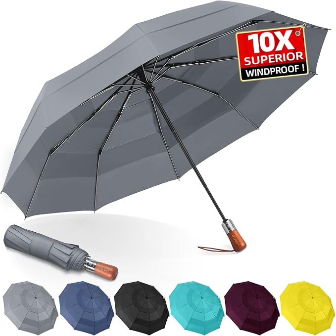 3T Wind Armor Travel Umbrella Compact Easy Auto Open Close Folding Umbrellas by LFLFWY