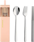 DEVICO Travel Utensils with Case, 18/8 Stainless Steel Reusable Silverware Set by DEVICO