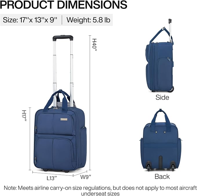 Hanke Softside Expandable Underseat Carry On Luggage - Image 3