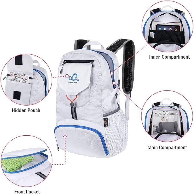 WATERFLY Small Lightweight Packable Backpack: 20l Ultra Light Foldable Travel - Image 3